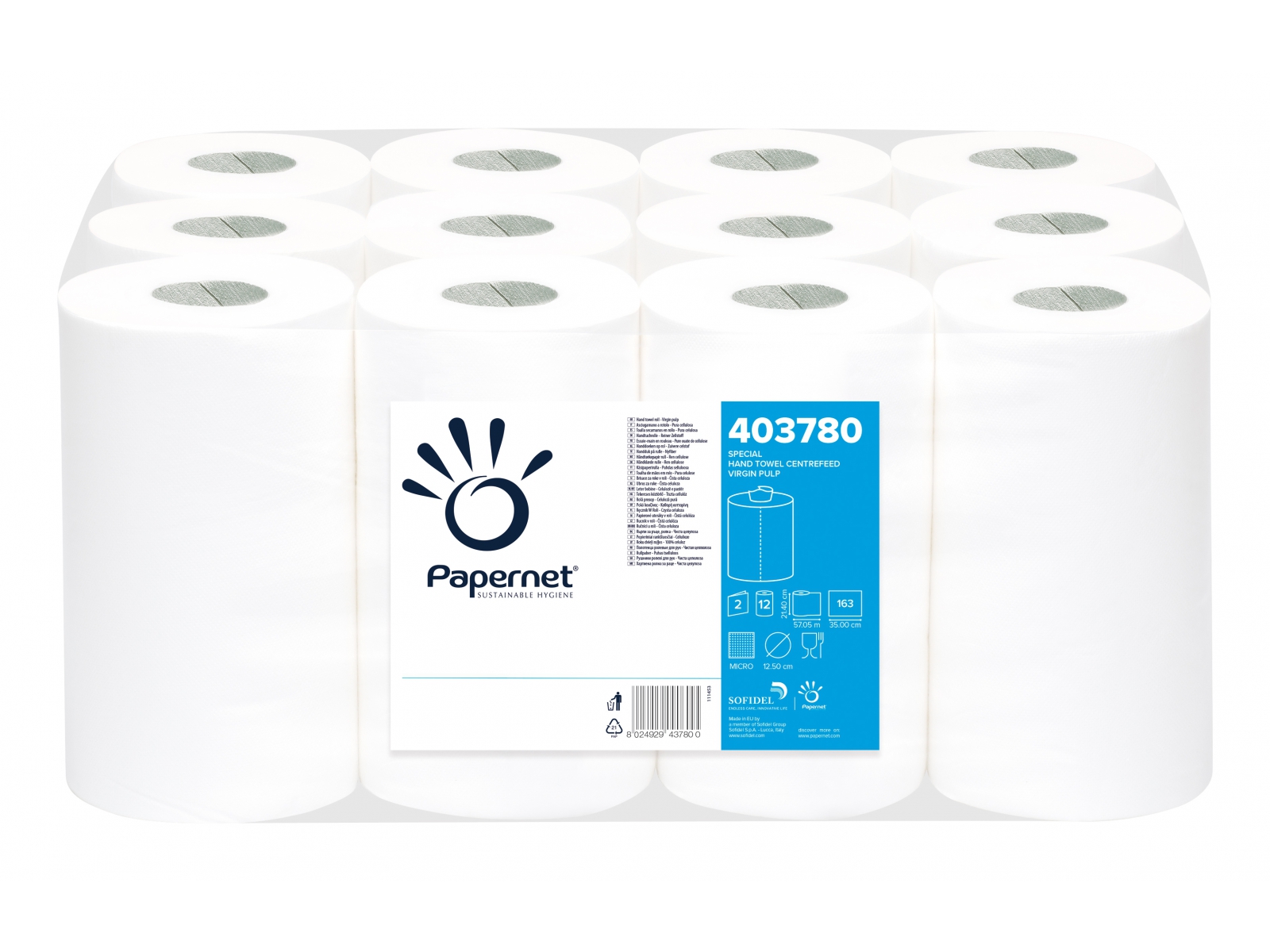 Ręcznik Papernet 403780 Celuloza Extra Białe 2 Warstwy 12 rolek